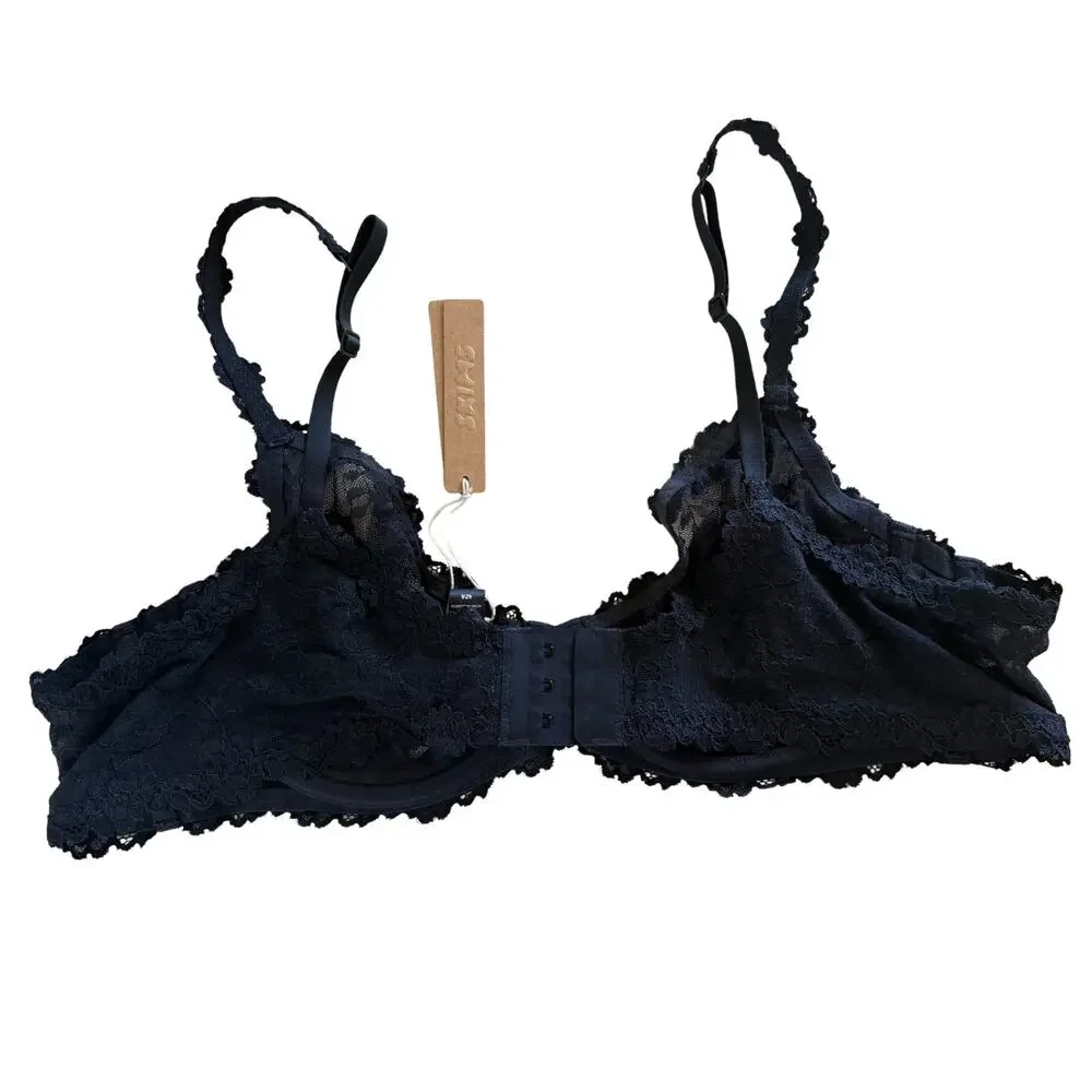 SKIMS Stretch Lace Unlined Demi Bra Onyx | Size 42A | NWT - Picture 3 of 7